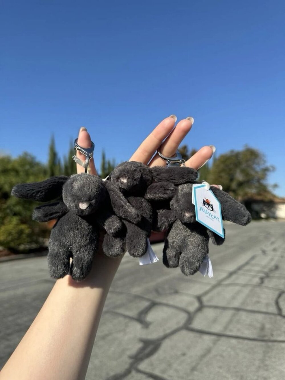 Jellycat Bashful Inky Black Bunny Bag Charm Keychain Plush NWT